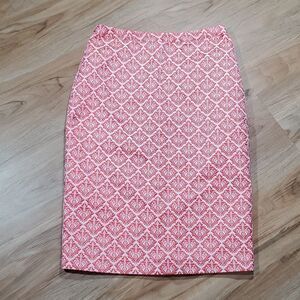 🔺️De Collection Coral & White Jacquard Pencil Skirt Small